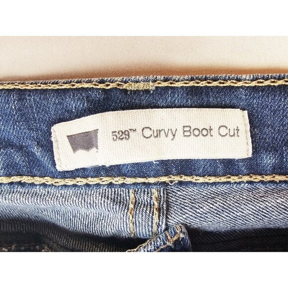 Levi's Size 8M Women 31 Inch Inseam 529 Curvy Boot Cut Blue Denim Logo Tag Jeans - Picture 6 of 12